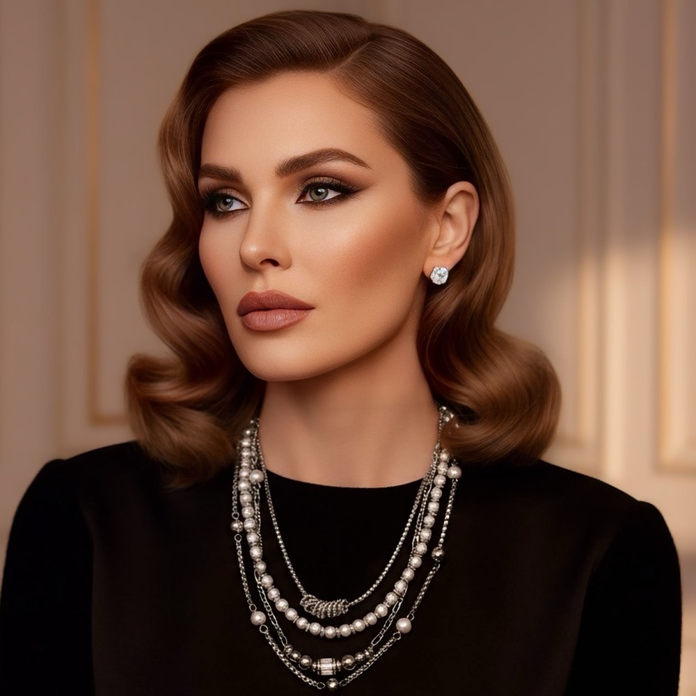 ✨ Stunning Silver Multi-Layer Pearl Chain Necklace — Old Money Glamour